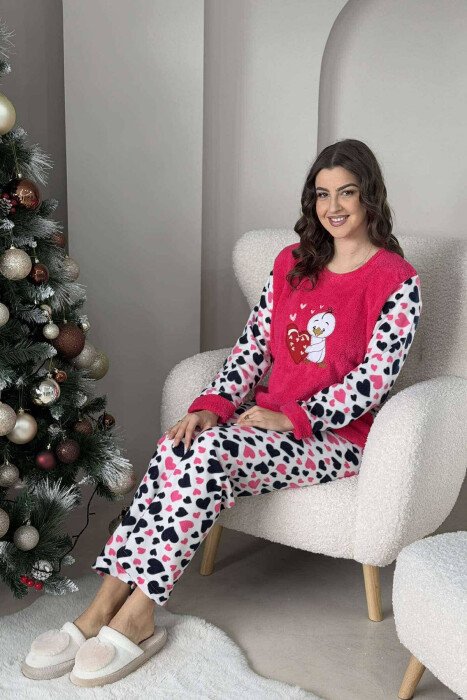 HEARTS IMAGE WOMEN PYJAMAS FUCHSIA/CIKLAMI - KLAUDIO FASHION