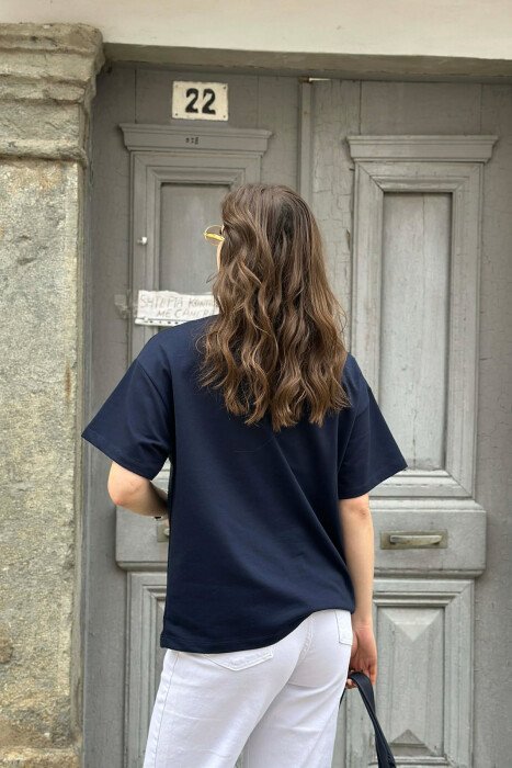 HEARTS ONE COLOR WOMAN T-SHIRT BLUE/BLU - 4