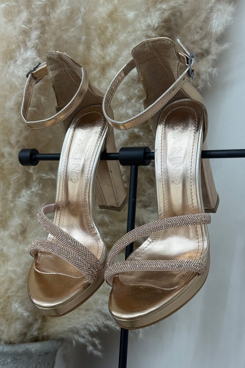 HIGH HEEL DIAMOND DETAILS WOMEN SANDALS GOLDEN ROD/GOLD - 1