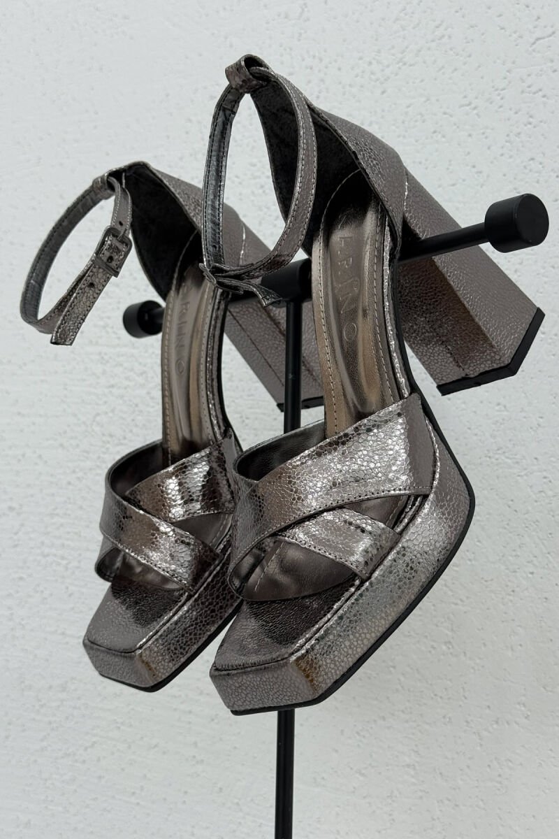 HIGH HEEL ONE COLOR LEATHER WOMEN SANDALS BRONX/BRONX - 1