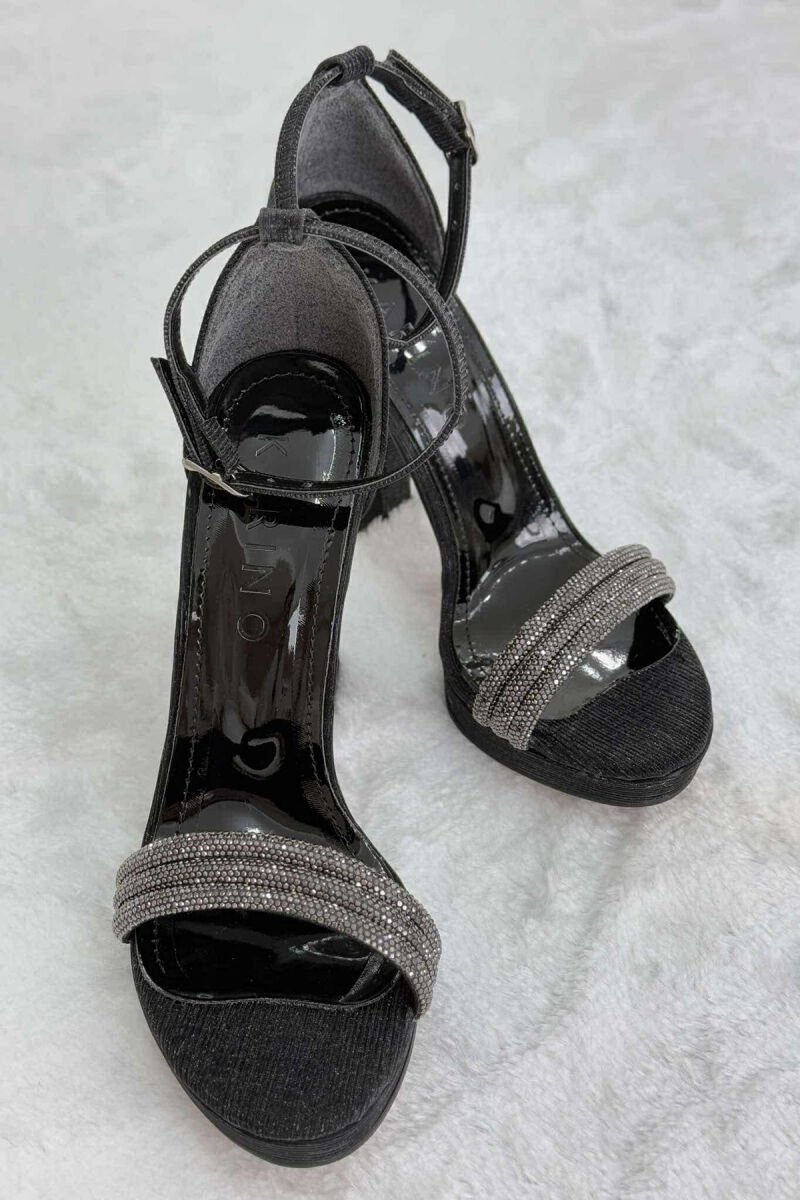 HIGH HEEL SHINNY WOMEN SANDALS BLACK/ E ZEZE - 4
