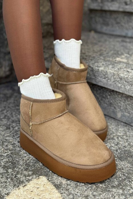 HIGH HEEL SIMPLE WOMEN UGG BEIGE/BEZHE - KLAUDIO FASHION