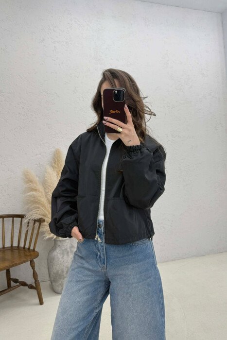 HIGH NECK CROPPED WOMEN JACKET BLACK/ E ZEZE - 2