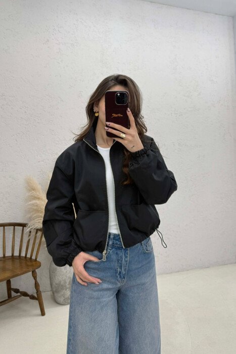 HIGH NECK CROPPED WOMEN JACKET BLACK/ E ZEZE - 3