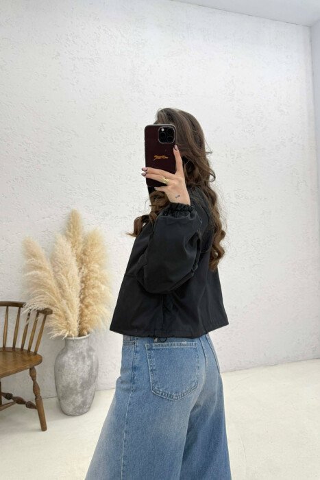 HIGH NECK CROPPED WOMEN JACKET BLACK/ E ZEZE - 4