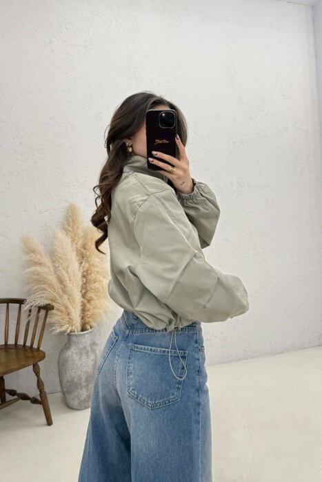 HIGH NECK CROPPED WOMEN JACKET DARK BEIGE/BEZHE ERRET - 4