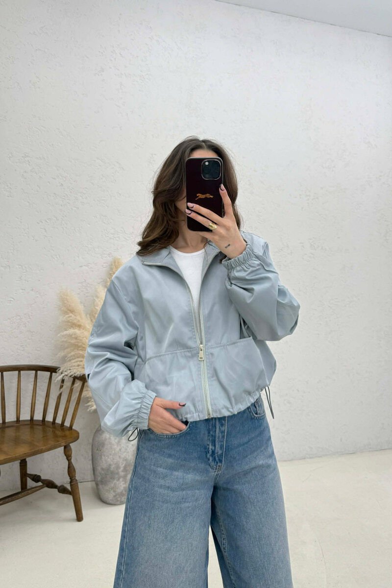 HIGH NECK CROPPED WOMEN JACKET LIGHT GREY/GZ - 2