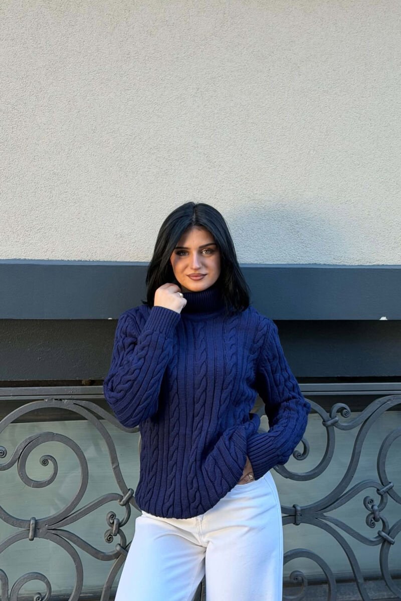 HIGH NECK KNITTED WOMAN SWEATER BLUE/BLU - 3