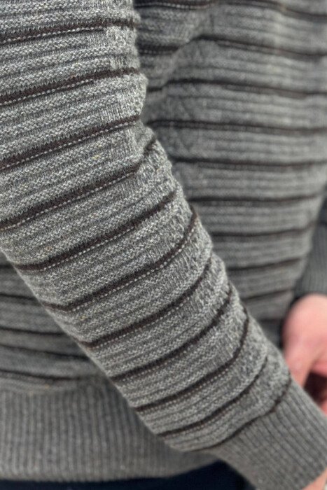 HIGH NECK LINE MEN SWEATER BROWN/KAFE - 2