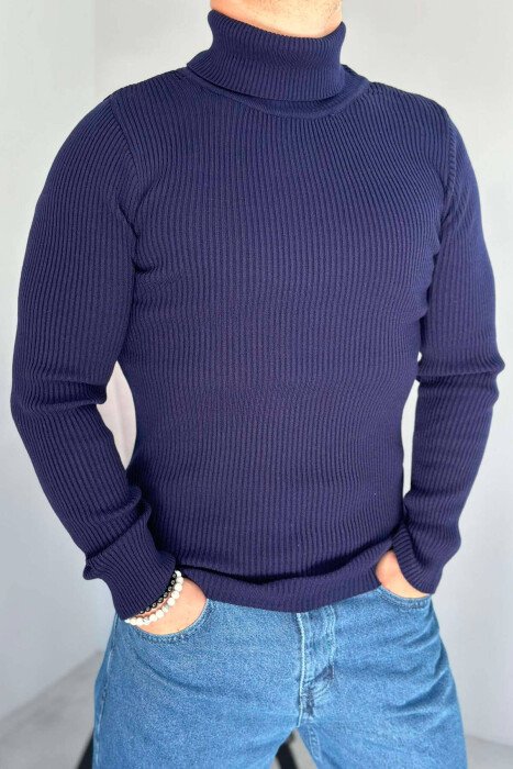 HIGH NECK MEN CARDIGAN DARK SLATE BLUE/BLU LEJLA 