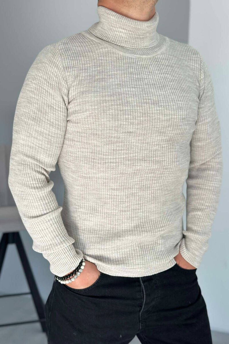 HIGH NECK MEN CARDIGAN BEIGE/BEZHE - 1