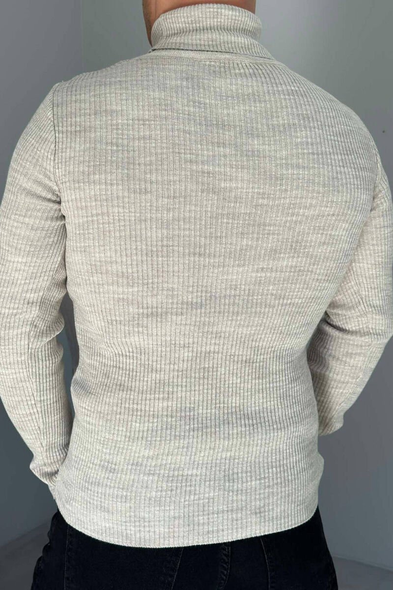 HIGH NECK MEN CARDIGAN BEIGE/BEZHE - 2