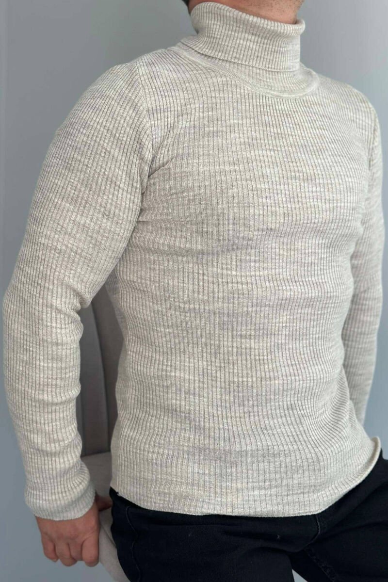 HIGH NECK MEN CARDIGAN BEIGE/BEZHE - 4