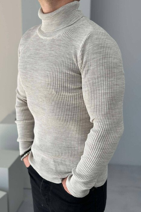 HIGH NECK MEN CARDIGAN BEIGE/BEZHE - 5