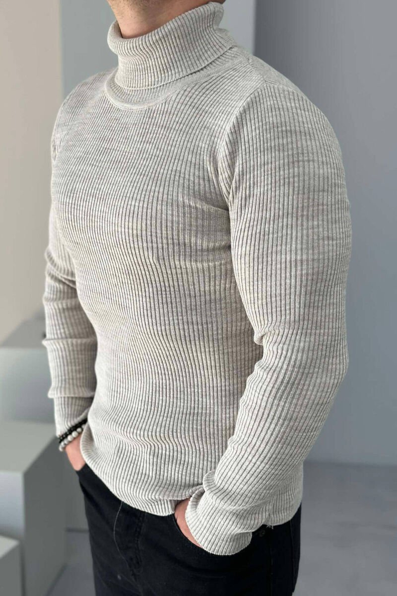 HIGH NECK MEN CARDIGAN BEIGE/BEZHE - 5