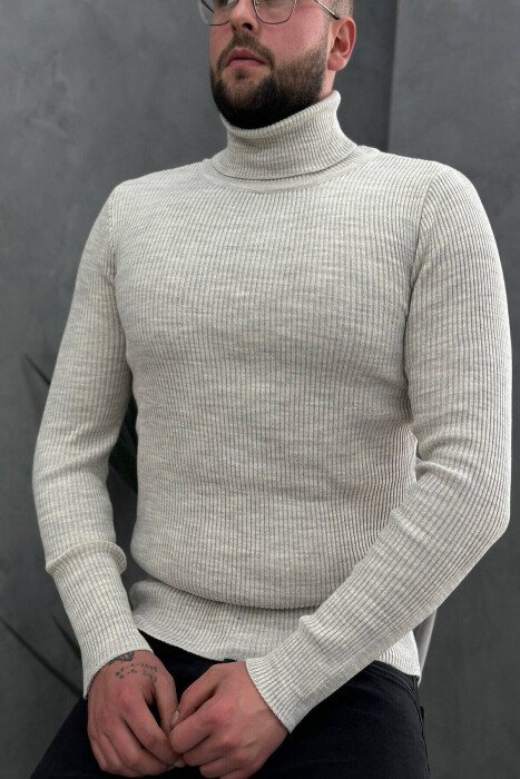 HIGH NECK MEN CARDIGAN BEIGE/BEZHE - 6