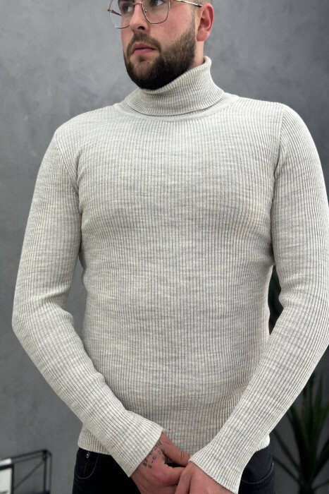 HIGH NECK MEN CARDIGAN BEIGE/BEZHE - 7