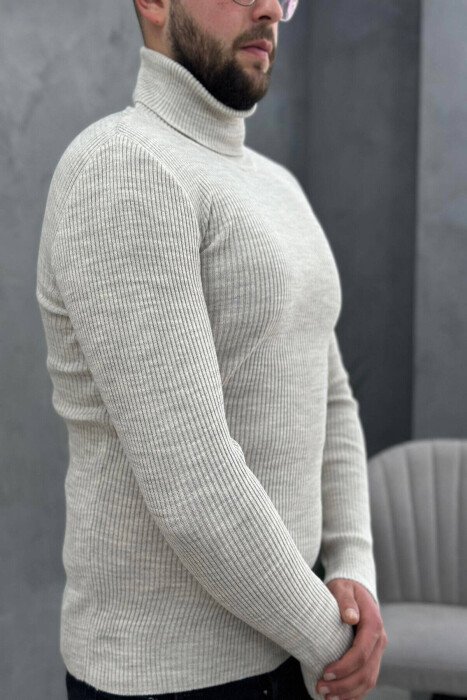 HIGH NECK MEN CARDIGAN BEIGE/BEZHE - 9