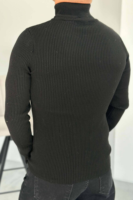 HIGH NECK MEN CARDIGAN BLACK/ E ZEZE - 4