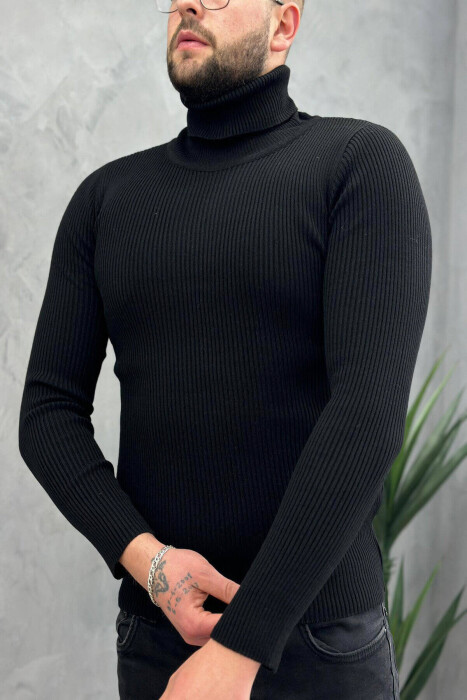 HIGH NECK MEN CARDIGAN BLACK/ E ZEZE - 5