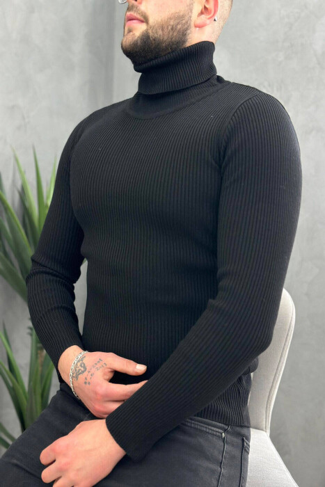 HIGH NECK MEN CARDIGAN BLACK/ E ZEZE - 6