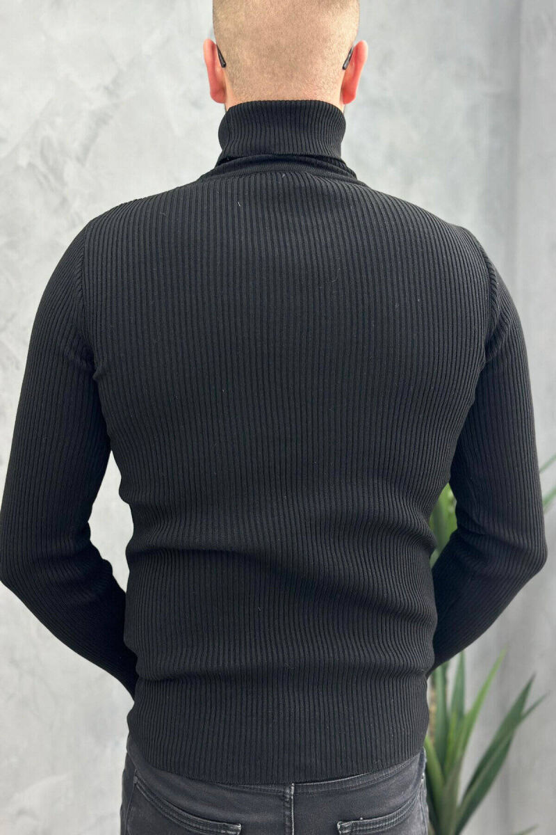 HIGH NECK MEN CARDIGAN BLACK/ E ZEZE - 7