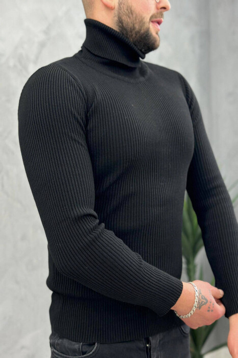 HIGH NECK MEN CARDIGAN BLACK/ E ZEZE - 9