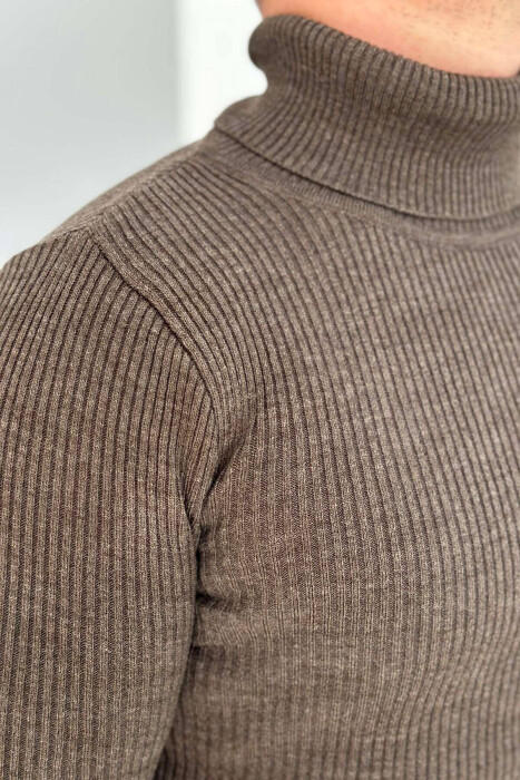 HIGH NECK MEN CARDIGAN BROWN/KAFE - 2