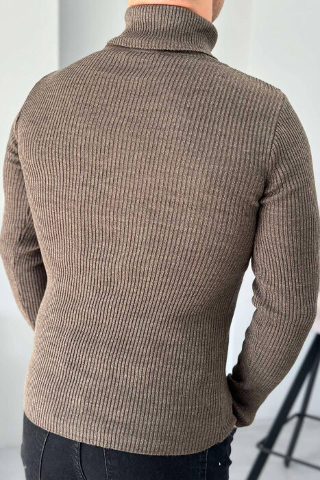 HIGH NECK MEN CARDIGAN BROWN/KAFE - 4