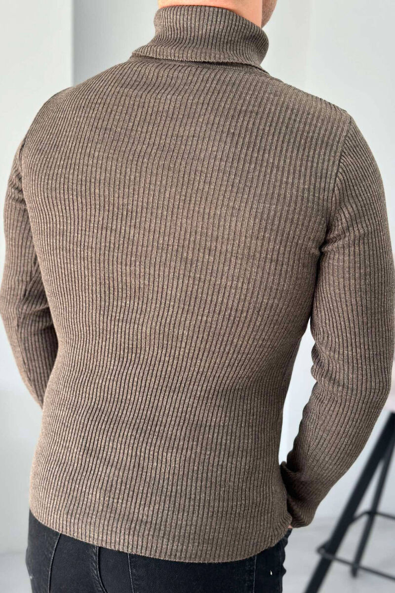 HIGH NECK MEN CARDIGAN BROWN/KAFE - 4