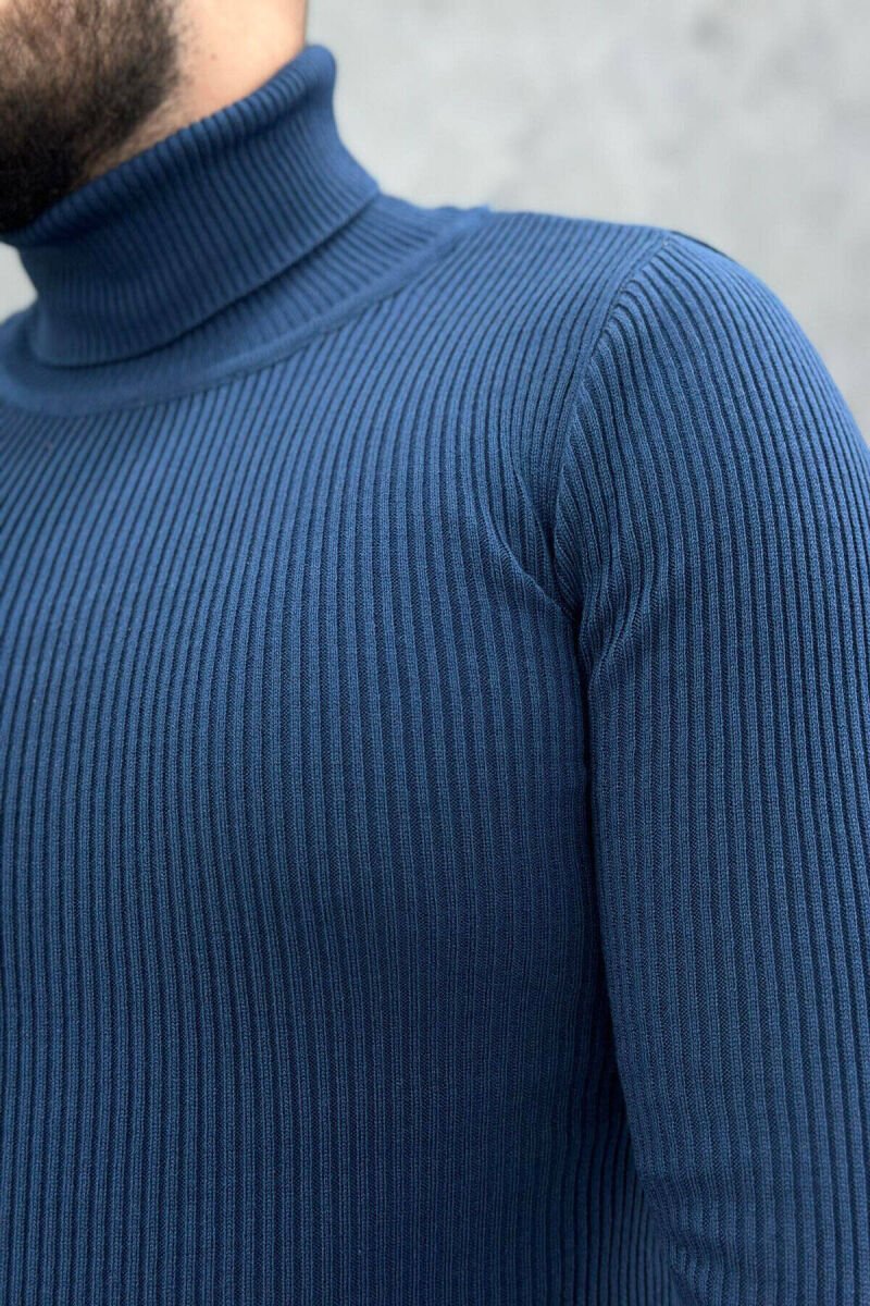HIGH NECK MEN CARDIGAN NAVY BLUE/BLU MARINE - 7