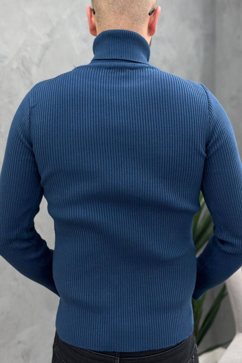 HIGH NECK MEN CARDIGAN NAVY BLUE/BLU MARINE - 8