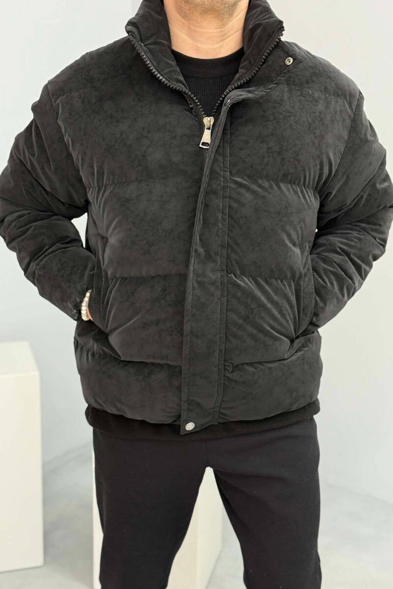 HIGH NECK MEN PUFFER JACKET BLACK/ E ZEZE - 1