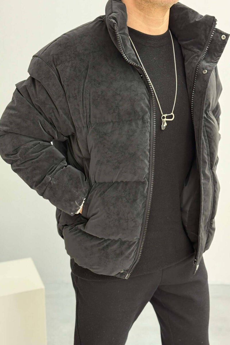 HIGH NECK MEN PUFFER JACKET BLACK/ E ZEZE - 2