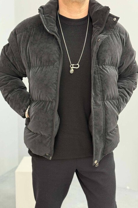 HIGH NECK MEN PUFFER JACKET BLACK/ E ZEZE - 3
