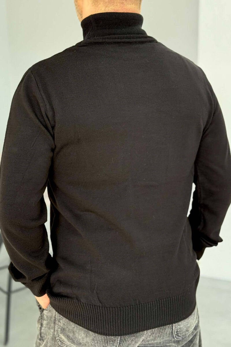 ONE COLOR HIGH NECK MEN SWEATER BLACK/ E ZEZE - 2