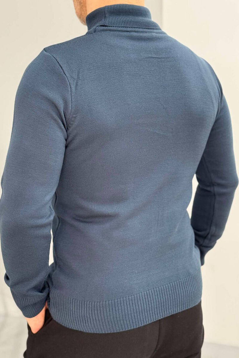 ONE COLOR HIGH NECK MEN SWEATER BLUE STONE/GK - 3