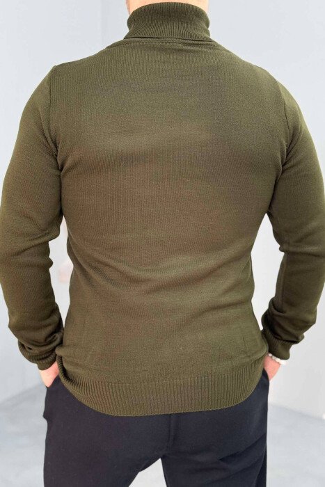 ONE COLOR HIGH NECK MEN SWEATER GREEN/JESHILE - 3