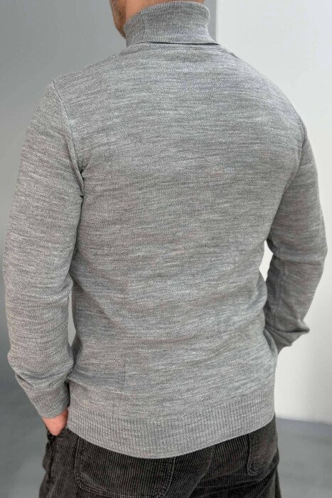 ONE COLOR HIGH NECK MEN SWEATER LIGHT GREY/GZ - 2