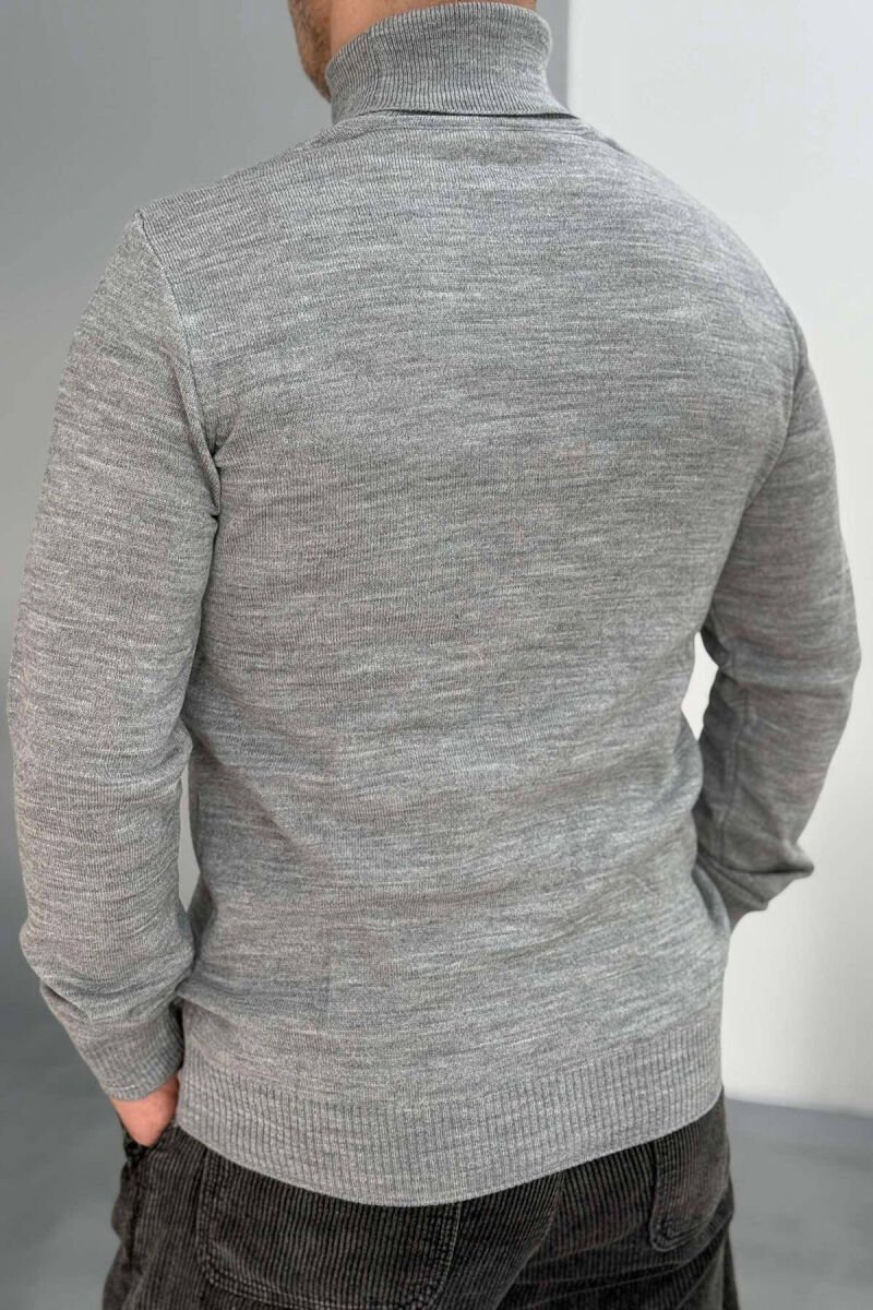 ONE COLOR HIGH NECK MEN SWEATER LIGHT GREY/GZ - 2