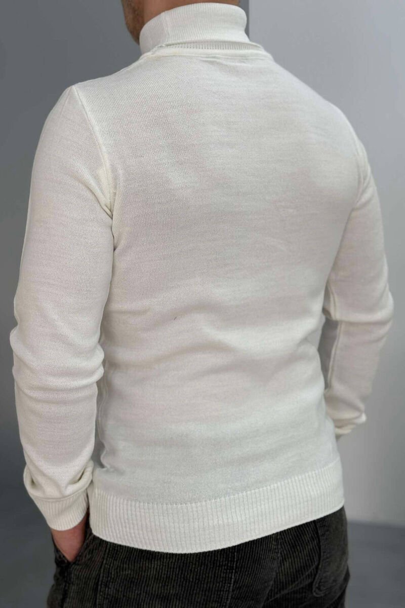 ONE COLOR HIGH NECK MEN SWEATER WHITE-E BARDHE - 3