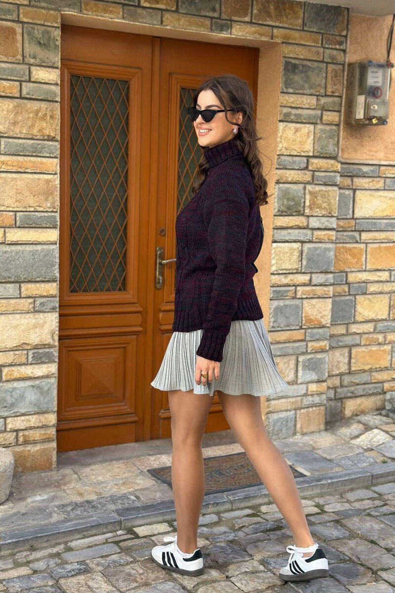 HIGH NECK ONE COLOR WOMAN SWETER BURGUNDY/VISHNJE - 5