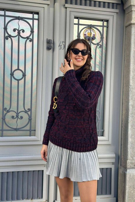 TRIKO ME JAKË GOLF PËR FEMRA NË NGJYRË VISHNJË - KLAUDIO FASHION