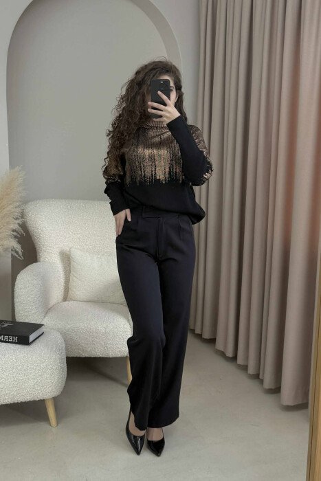 HIGH NECK SHINY MATERIAL WOMEN SWEATER BRONX/BRONX 