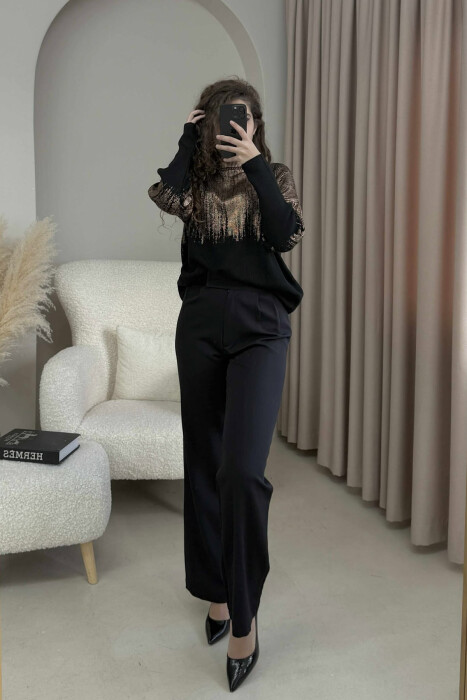 HIGH NECK SHINY MATERIAL WOMEN SWEATER BRONX/BRONX - 2