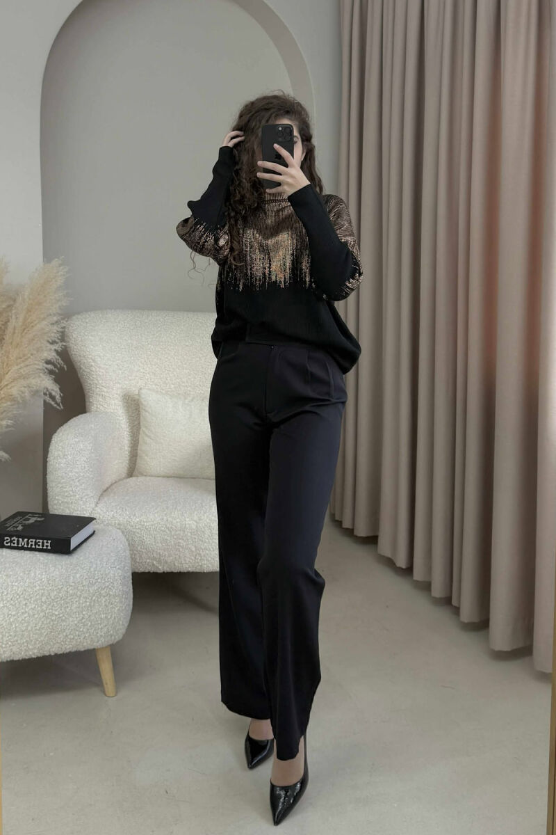 HIGH NECK SHINY MATERIAL WOMEN SWEATER BRONX/BRONX - 2