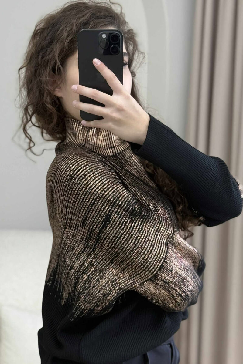 HIGH NECK SHINY MATERIAL WOMEN SWEATER BRONX/BRONX - 5