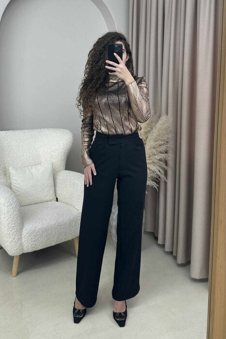 HIGH NECK SHINY MATERIAL WOMEN SWEATER BRONX/BRONX - 2
