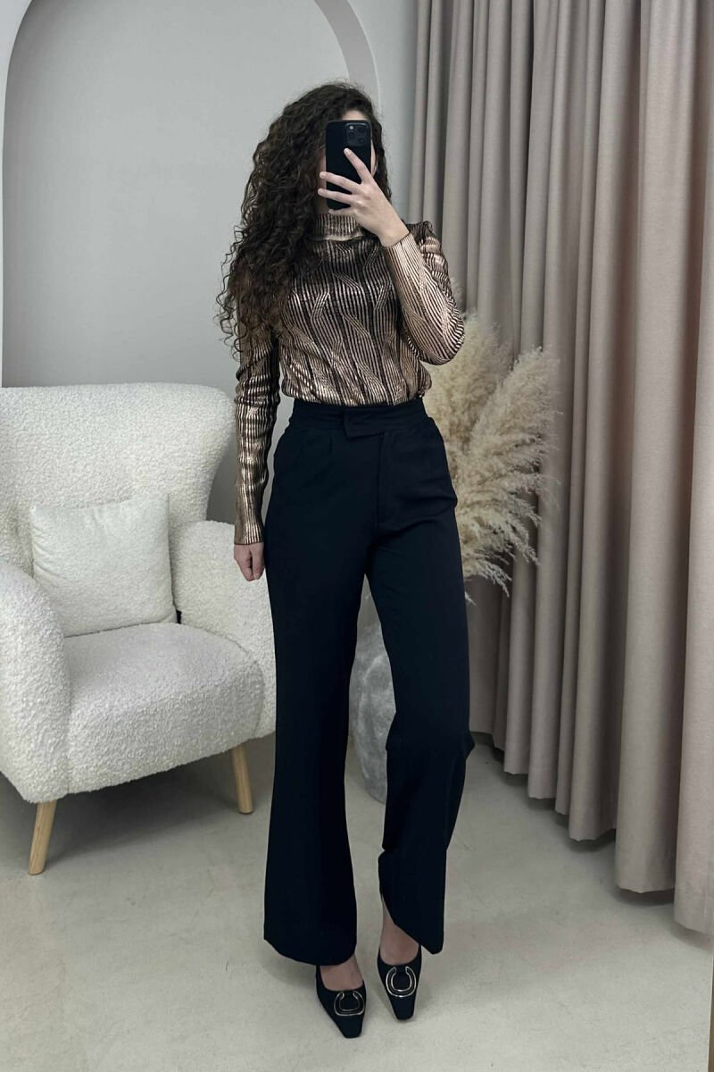 HIGH NECK SHINY MATERIAL WOMEN SWEATER BRONX/BRONX - 3