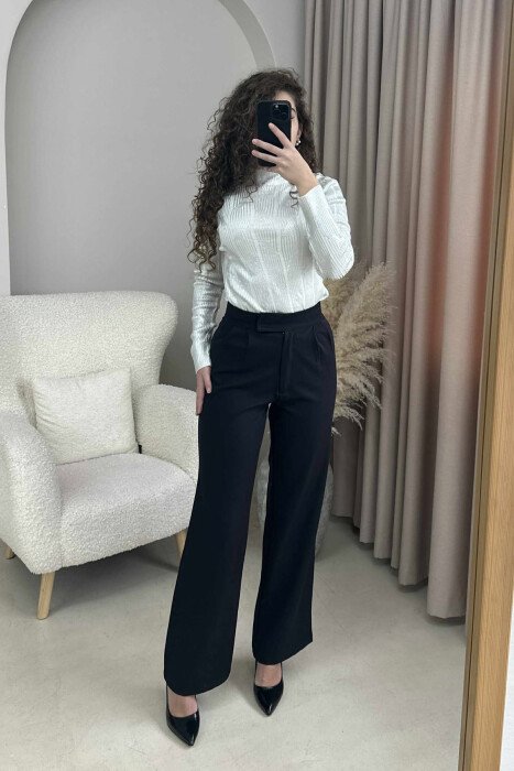 HIGH NECK SHINY MATERIAL WOMEN SWEATER WHITE-E BARDHE - KLAUDIO FASHION